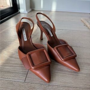 Manolo Blahnik Maysli Slingback Brown Size 38 (7.5)